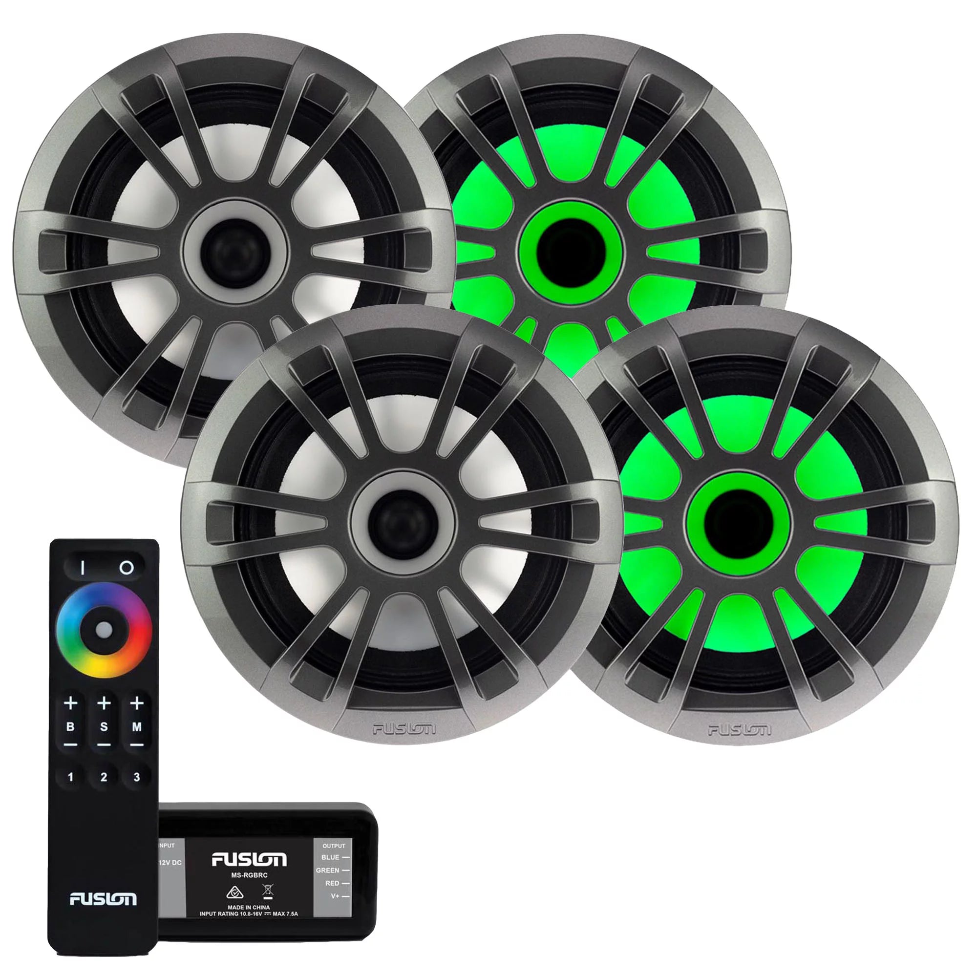 Fusion 2 Pairs EL-FL651SPG EL Series 6.5 COAX Gray Sports Grille, RGB LED with MS-RGBRC RGB Controller