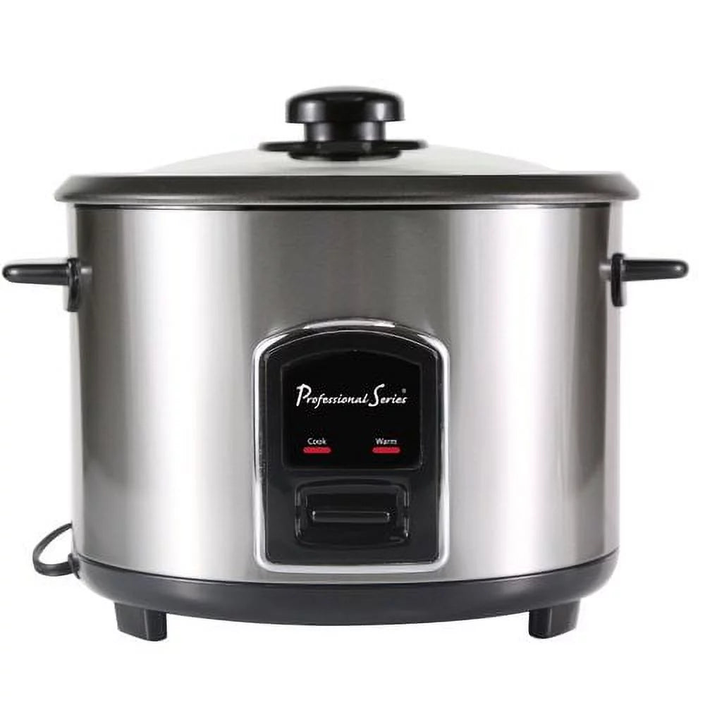 Rice Cooker 12-Cup Glass Lid Stainless Steel