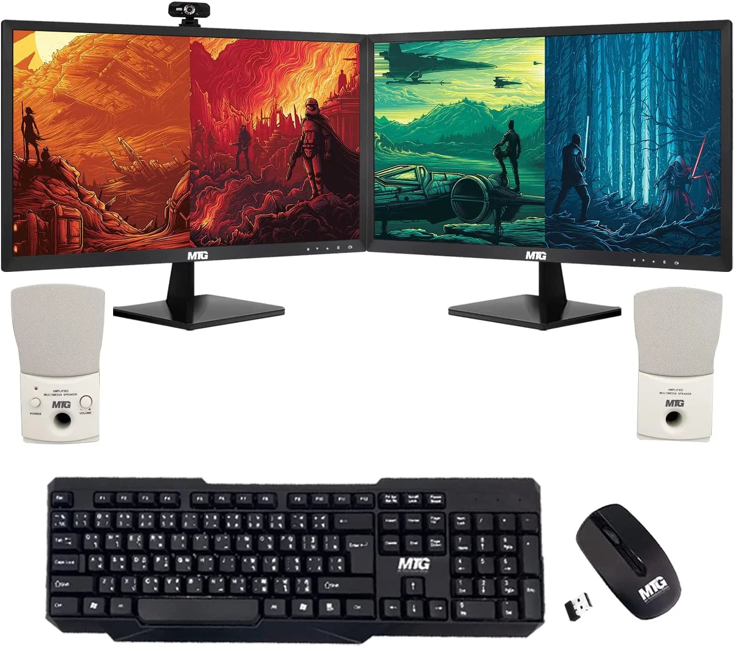 Restored All in one Desktop Computer, TechMagnet Cheetah 6, Intel Core i5 6th Gen 2.5 GHz, 8GB DDR3, 120GB SSD, Dual 27 inch LED Monitor, Wireless Keyboard Mouse, Speaker and Webcam, Win10 Pro (Refurbished)
