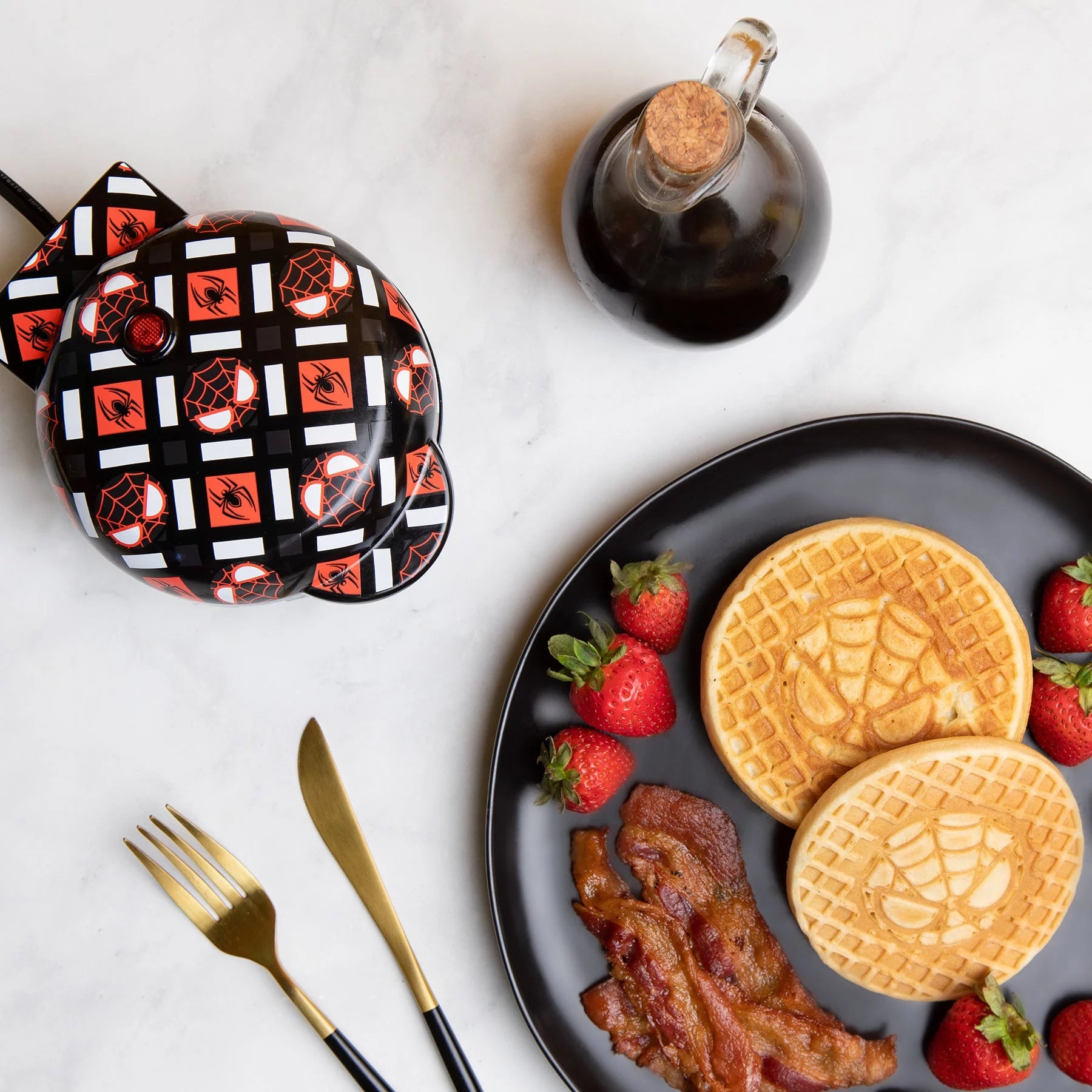 Uncanny Brands Marvel Miles Morales Mini Waffle Maker