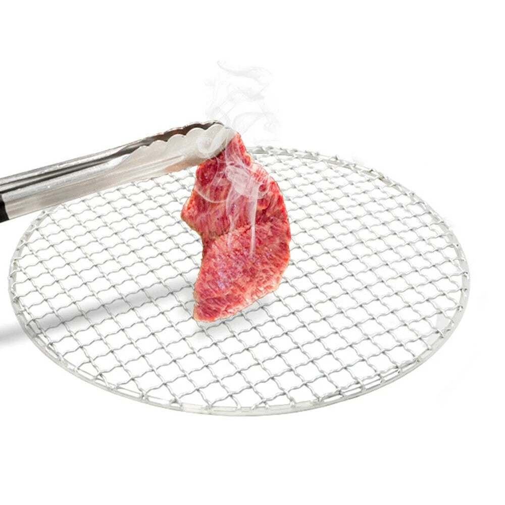 Round Braided Grid Barbecue Net Stainless Steel Mesh Net Grill Camping BBQ Kit Barbecue Round BBQ Grill Net Meshes Racks Grate Steam Net Mesh Wire Recyclable 40.5cm