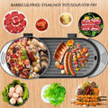 Miumaeov 2 in 1 Electric Smokeless Grill and Hot Pot Double Adjustable Thermostat 5-speed Automatic Regulator Hot Pot with Grill for Home Gatherings Black