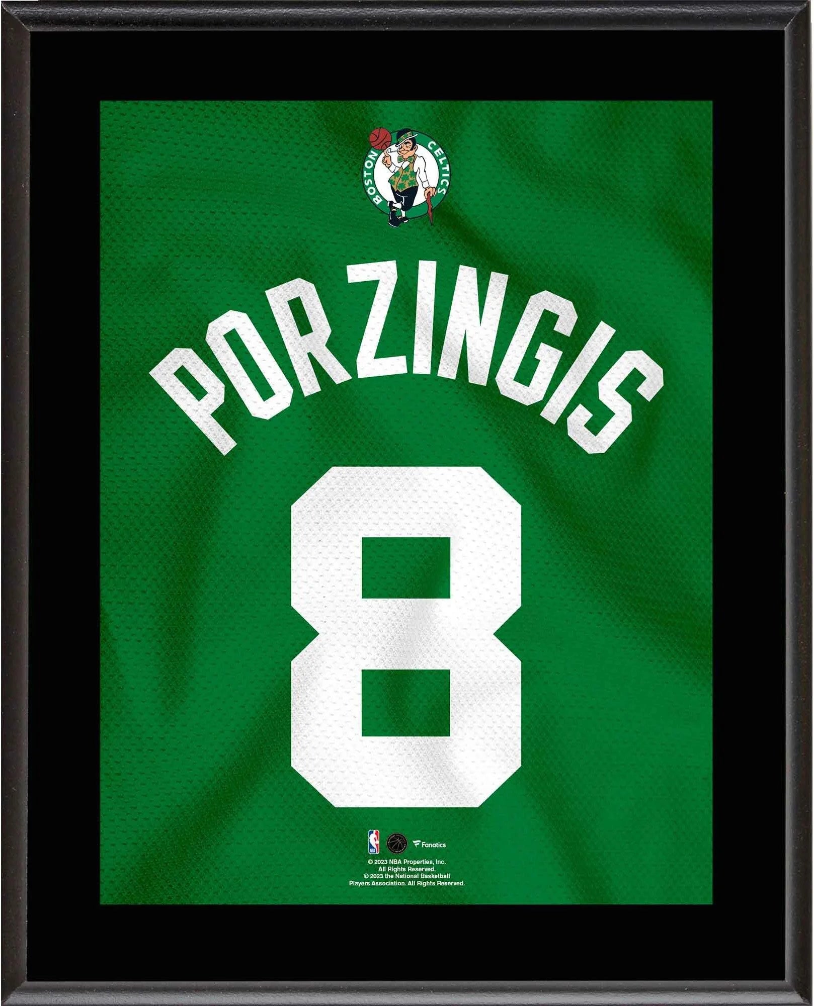 Kristaps Porzingis Boston Celtics 10.5 x 13 #8 Green Jersey Sublimated Plaque