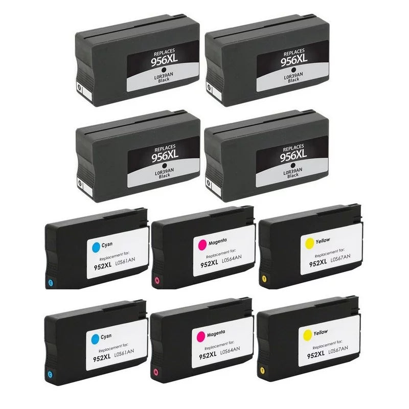 PrinterDash Replacement for OfficeJet Pro 7720/7730/8200/8210/8700/8720/8725/8730/8740 High Yield Inkjet Combo Pack (4-BK/2-C/M/Y) (NO. 956XL/NO. 952XL) (L0R40AE_4PK/1CC21AE_2PKMP)