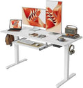 HBBOOMLIFE Electric Standing Desk  55 x 24 Inches Height Adjustable with Keyboard Tray  Ergonomic Workstation for Home Office  White Frame/Light Rustic Brown Top