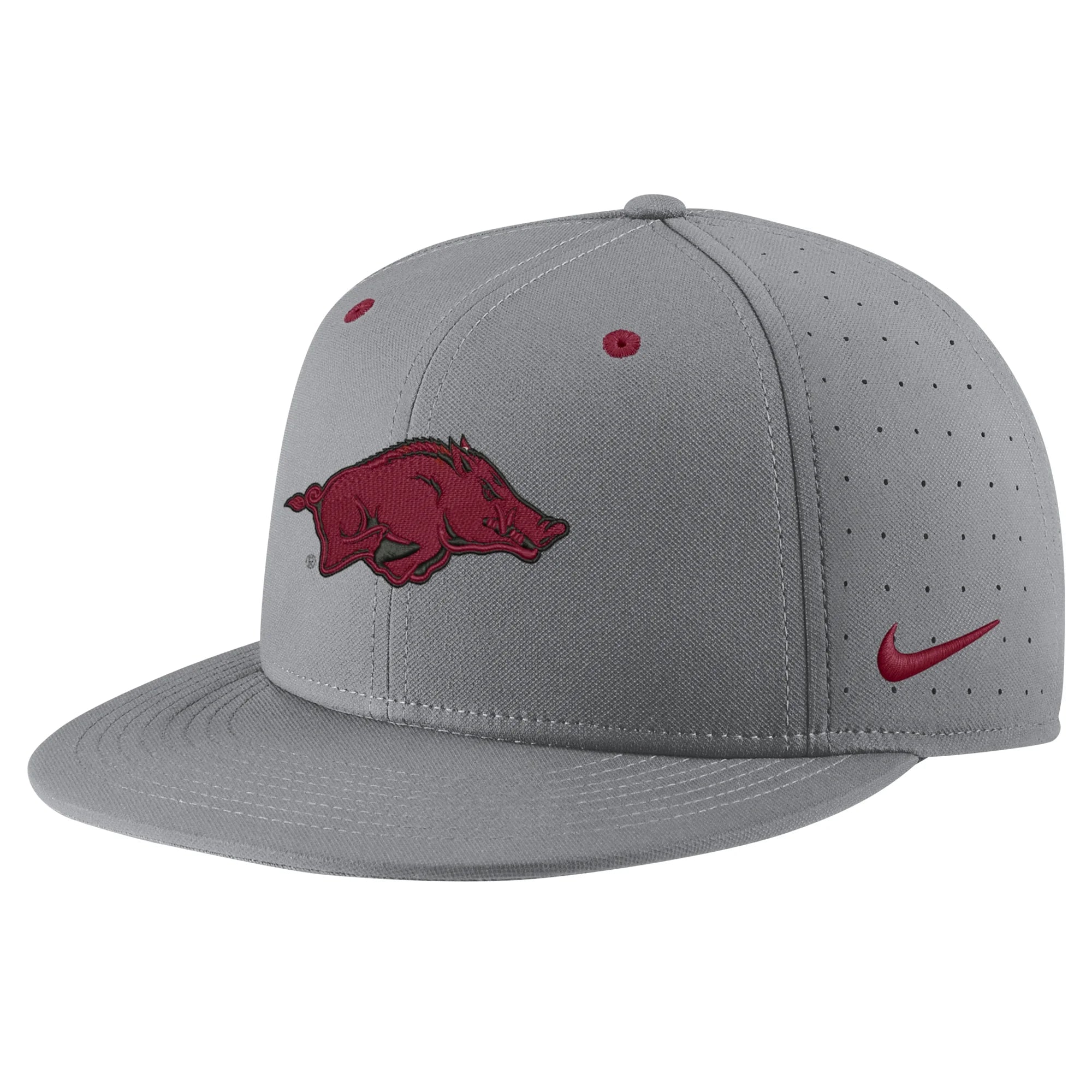 Men's Nike Gray Arkansas Razorbacks USA Side Patch True AeroBill Performance Fitted Hat