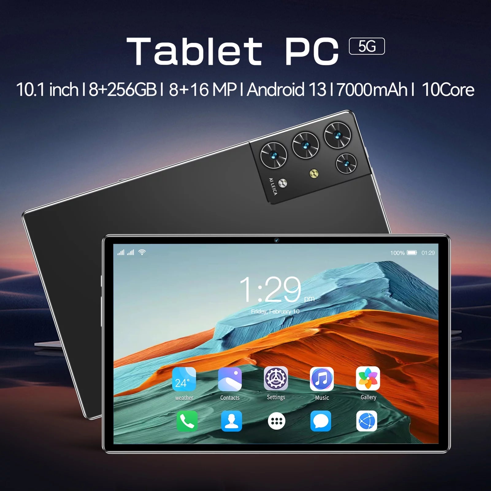 Anself Tablet 10.1 inch Screen, 5G Calling, 10 Core MTK6797 Processor, 128GB Expandable Memory, BT5.0, Tablet Computer