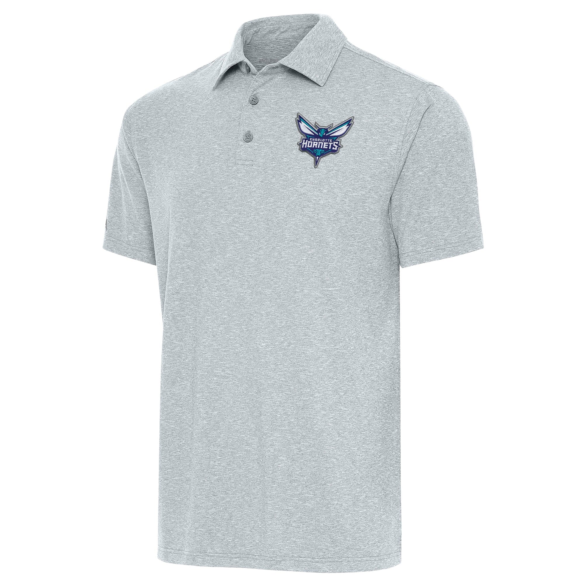Men's Antigua  Heather Gray Charlotte Hornets Par Polo