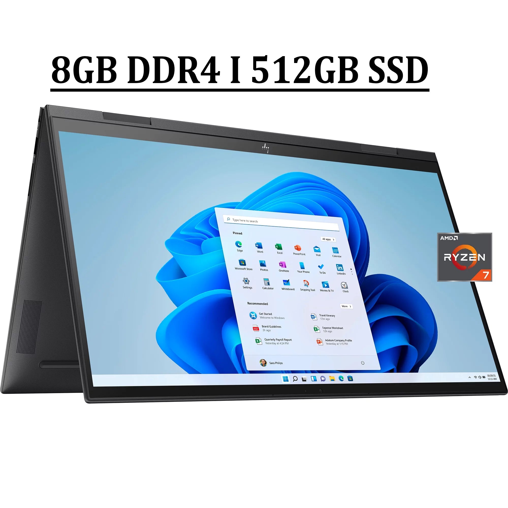 HP Envy X360 Convertible 15 2-in-1 Business Laptop 15.6 FHD IPS Touchscreen AMD Ryzen 5000 Series Octa-Core Ryzen 7 5825U Processor 8GB DDR4 512GB SSD Fingerprint Reader HDMI USB-C B&O Win11 Black