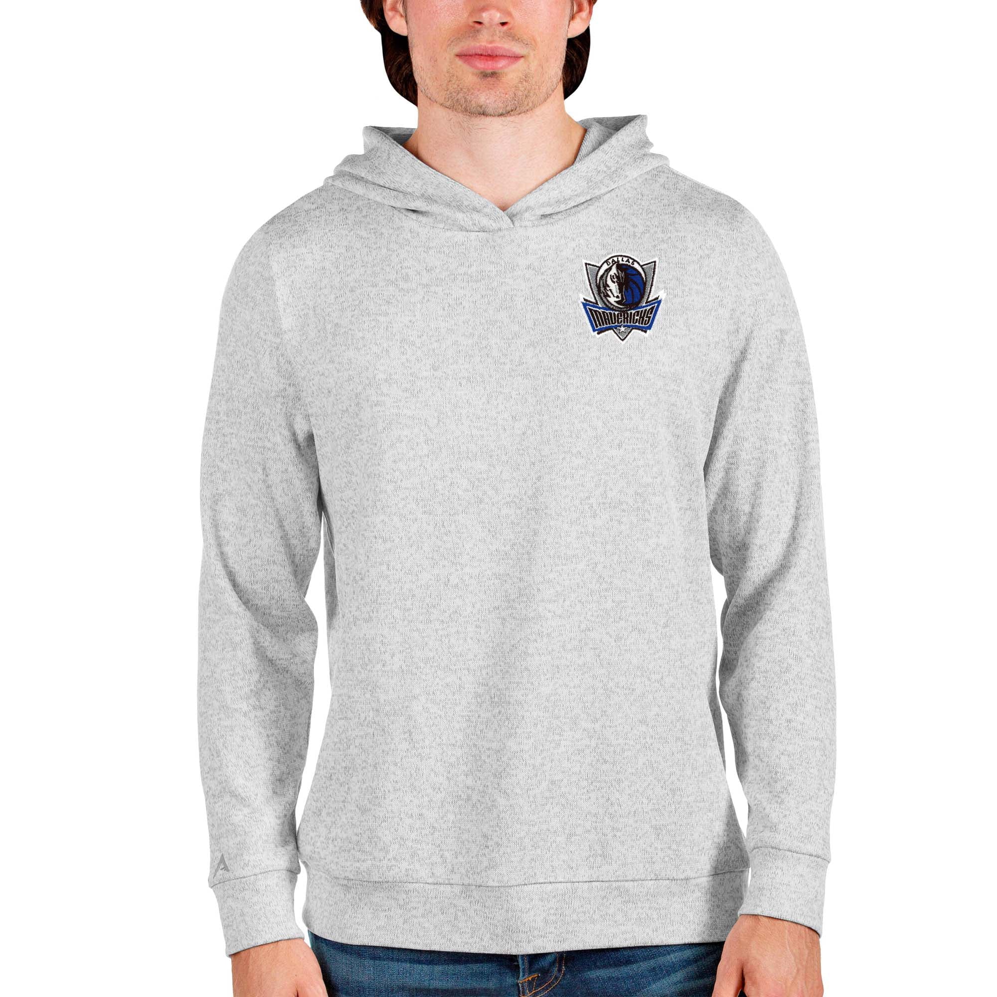 Men's Antigua Heathered Gray Dallas Mavericks Absolute Pullover Hoodie