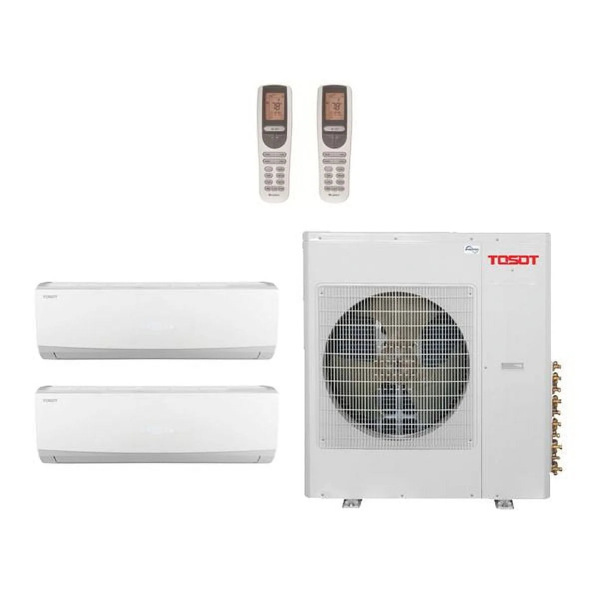 Tosot 25,000 Btu 21 Seer 2-Zone Ductless Mini Split Heat Pump System - 9K-18K - TM24H4O - TW09HQ2C2DI - TW18HQ2C2DI