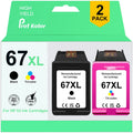 67XL Ink Cartridges for HP 67XL Ink Cartridges for HP Deskjet 2700 4152 4155 4100 2755 Envy 6052 6000 6400 Officejet 4650 4652 4654 4655 5255 Printer(2-Pack, Black, Tri-color)