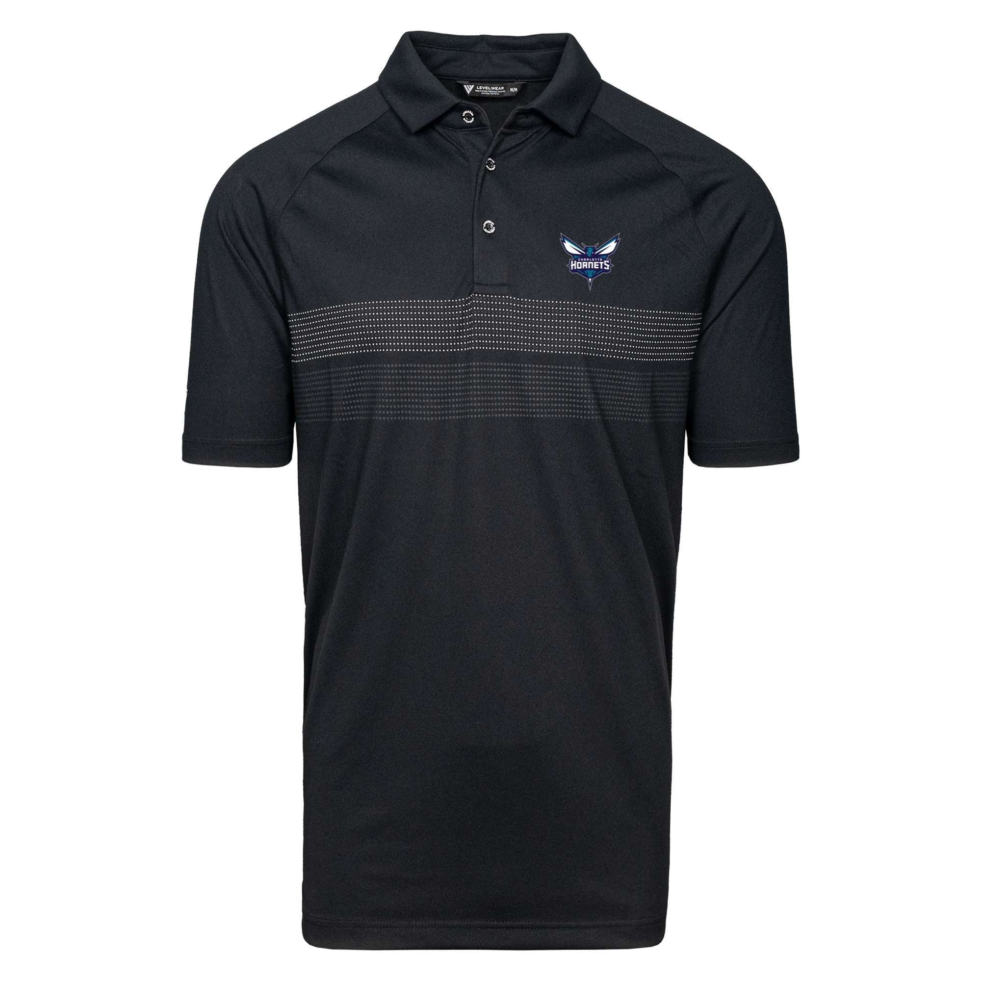Men's Levelwear  Black Charlotte Hornets Mason Insignia Core Polo