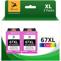 67XL Color Ink for HP Printer Ink 67 XL 67XL Ink Cartridge for HP Envy 6000 6055 6055e 6400e 6455e 6458e Deskjet 2742e 2752e 2755e Envy Pro 6455 6458 Printer (2 Tri-color)