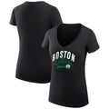 Women's G-III 4Her by Carl Banks Black Boston Celtics Filigree Logo V-Neck Fitted T-Shirt