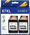 67XL Black Ink for HP 67 Black Ink Cartridge for HP Black Ink 67 for HP DeskJet 2700 2700e 2752 2752e 2755 2755e Envy 6000 6055 6055e Envy Pro 6455 6458 Printers (2Black)