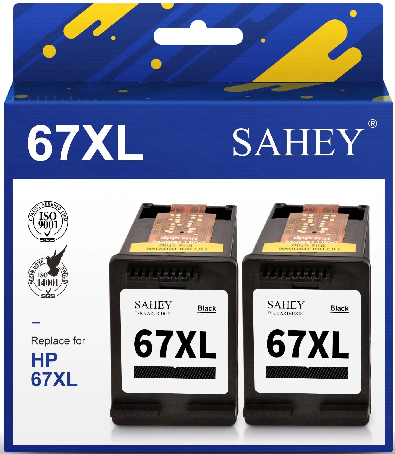 67XL Black Ink for HP 67 Black Ink Cartridge for HP Black Ink 67 for HP DeskJet 2700 2700e 2752 2752e 2755 2755e Envy 6000 6055 6055e Envy Pro 6455 6458 Printers (2Black)