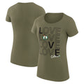 Women's G-III 4Her by Carl Banks Olive Green Boston Celtics Basketball Love Fitted T-Shirt