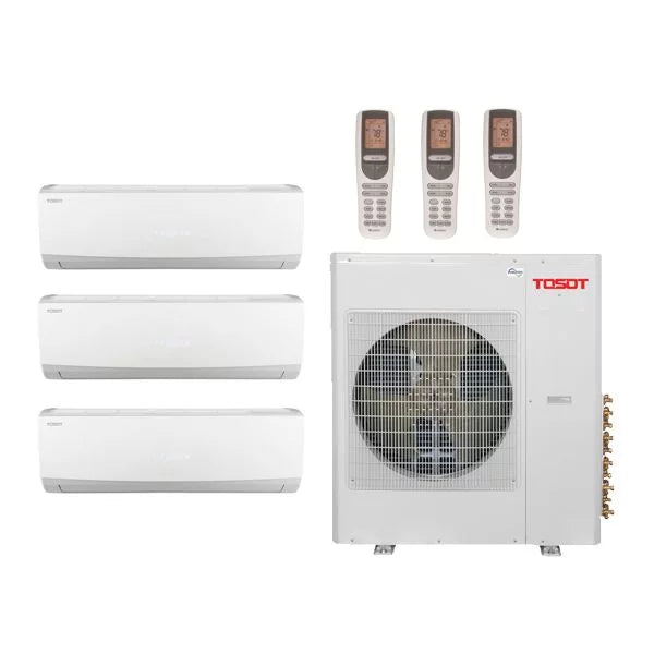 Tosot 48,000 Btu 21 Seer 3-Zone Ductless Mini Split Heat Pump System - 12K-18K-18K - TM36H4O - TW12HQ2C2DI - (2) TW18HQ2C2DI