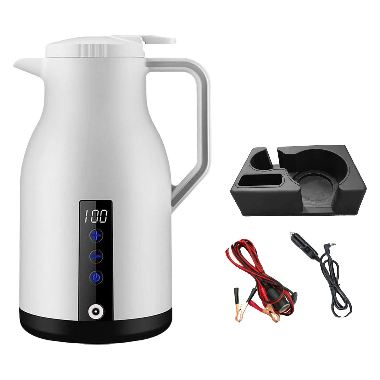 Water Heater Bottle Fast Heating Car Kettle Water Boiler for Tea Coffee Milk White With Base