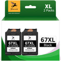 67XL Black Ink Cartridge for HP 67 XL 67XL Ink Cartridge for Deskjet 2700 2755 2752 2755e Envy 6075 6055 6000 Envy Pro 6455 6452 6400 Deskjet Plus 4155 4152 Printer (2 Black)