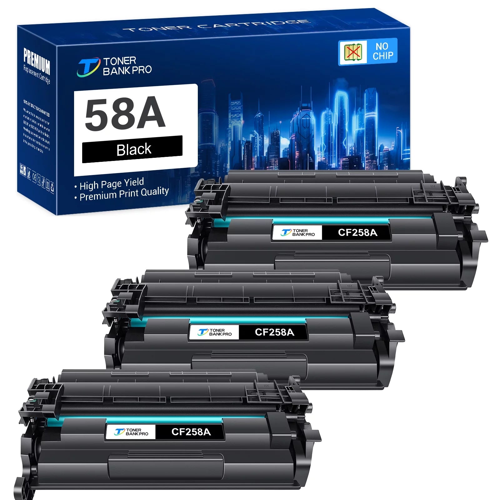 58A Toner Cartridge Black (NO-chip) Compatible for HP 58A 58X CF258A CF258X for HP LaserJet Pro M404 M404n M404dn M404dw LaserJet MFP M428 M428dw M428fdn M428fdw M430f Printer Ink£¨3-PACK£©