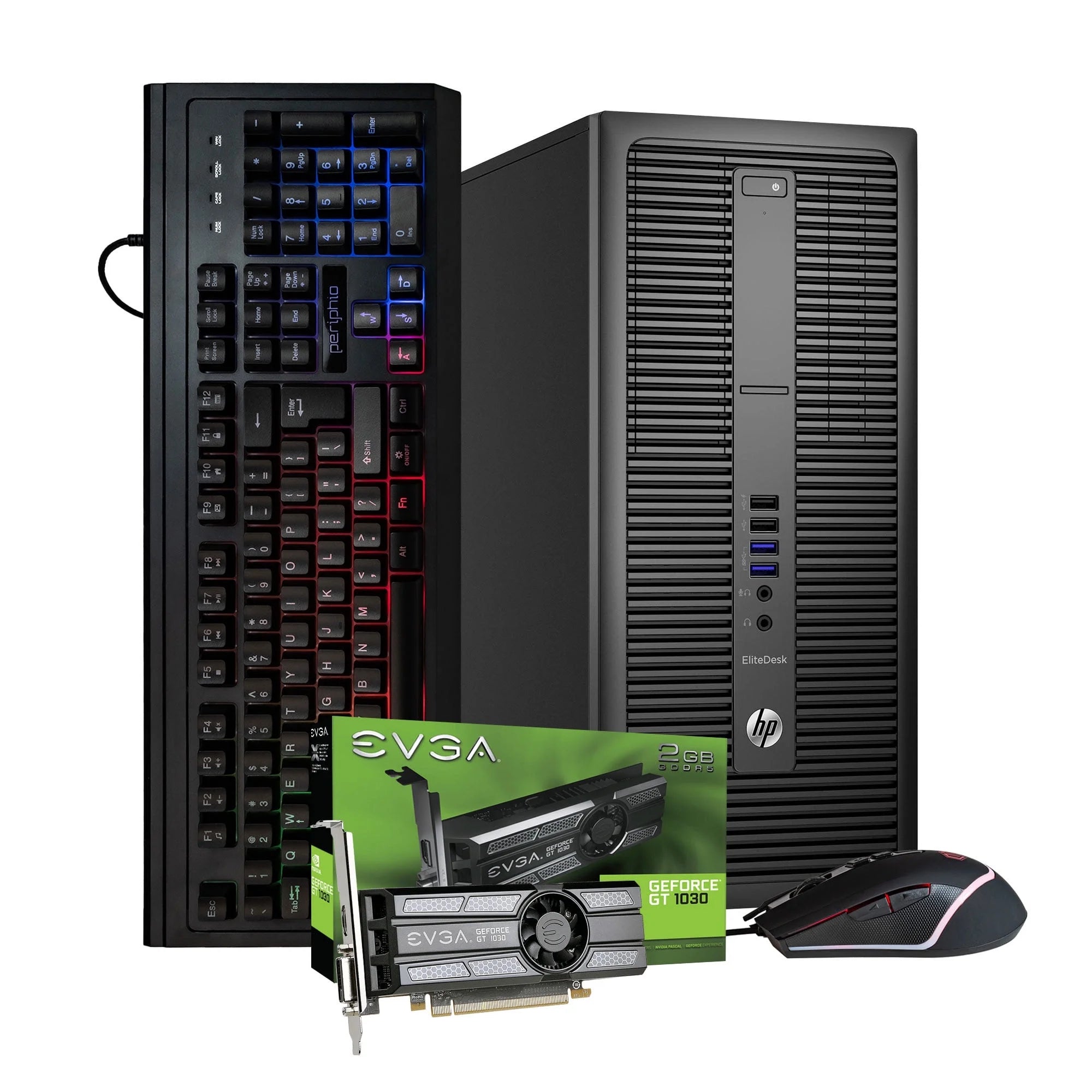 Restored HP EliteDesk 800G2 Gaming PC Intel i7 (3.4GHz) 16GB DDR4 RAM 240GB SSD + 1TB HDD GeForce GT 1030 (2GB) GPU WiFi + Bluetooth RGB Keyboard & Mouse Windows 10 Pro (Refurbished)