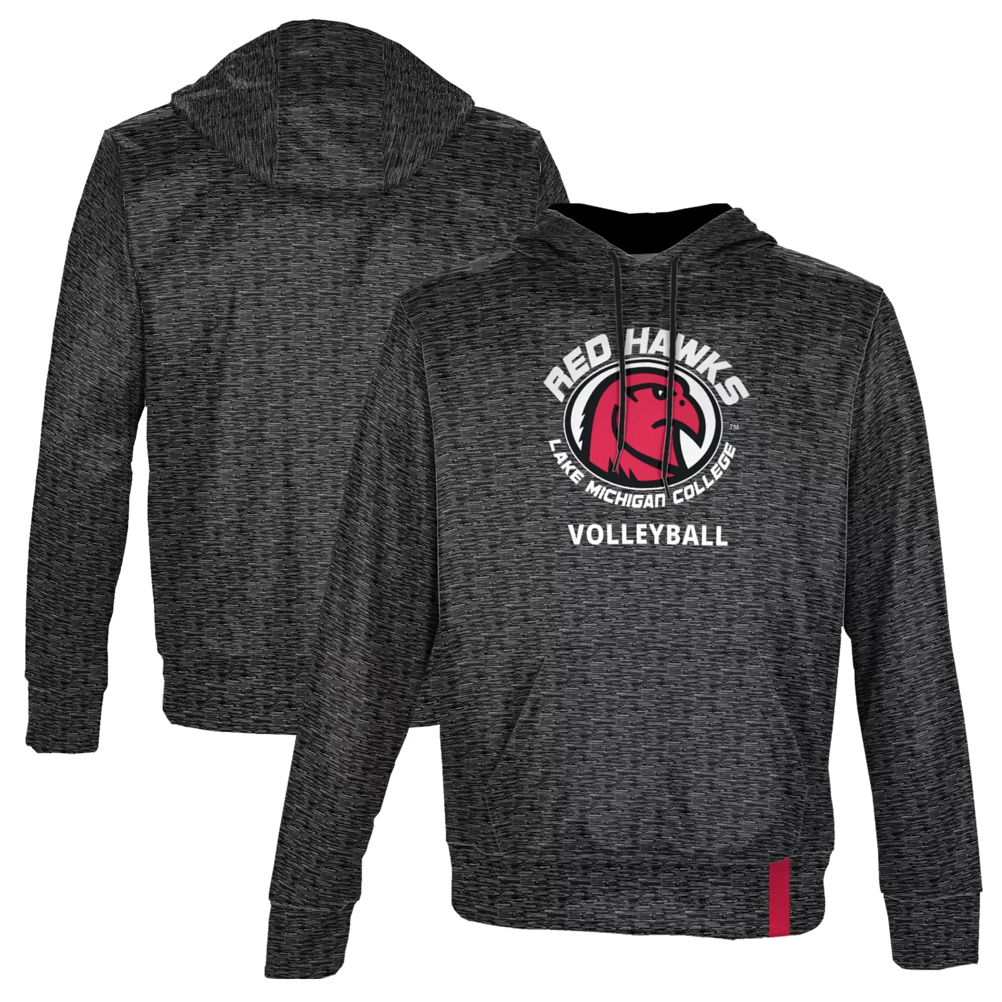 Men's ProSphere Black Lake Michigan College Red Hawks Volleyball Name Drop Pullover Hoodie