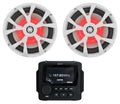 MB Quart GMR-LED Marine/Boat Receiver w/Bluetooth/USB+(2) 8 White LED Speakers
