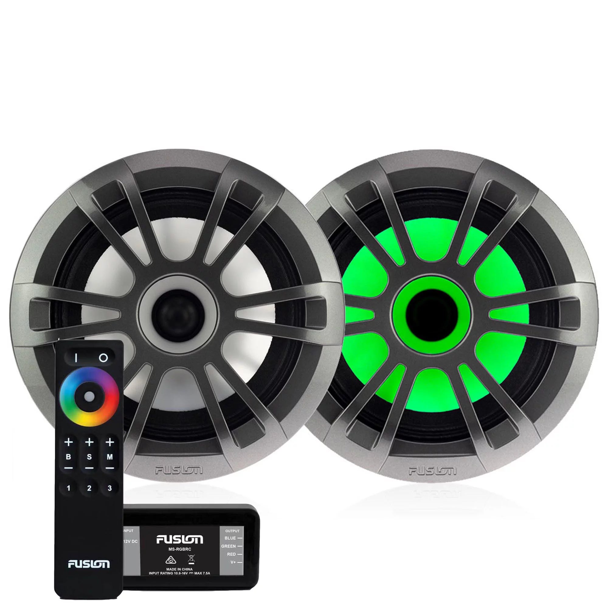 Fusion 1 Pair EL-FL651SPG EL Series 6.5 COAX Gray Sports Grille, RGB LED with MS-RGBRC RGB Controller