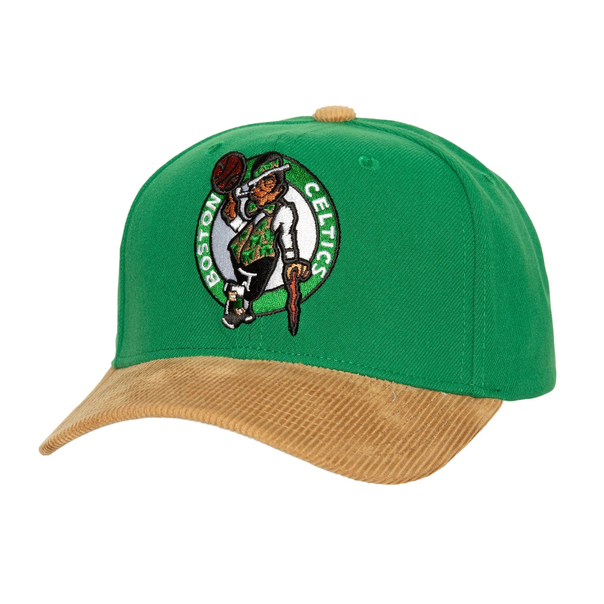 Men's Mitchell & Ness Kelly Green Boston Celtics Corduroy Pro Crown Adjustable Hat - OSFA