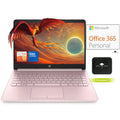 HP Newest 14 Laptop, Slim Thin Light Laptop Computer for Students and Business, Intel Quad-Core N4020, 1 Year Office 365, Webcam, HDMI, WiFi, Win 11, 8GB RAM, 64GB eMMC, Pink