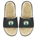 Men's ISlide Black/Tan Boston Celtics Faux Fur Slide Sandals