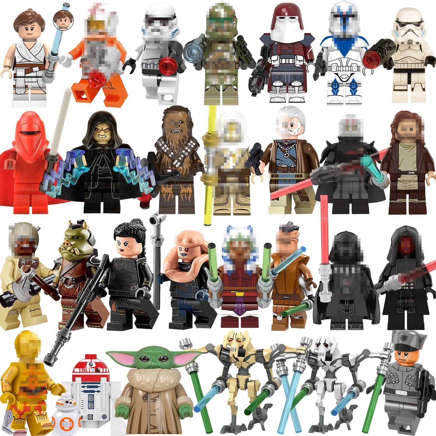 Collectible Star Wars Clone Trooper Mini Figures - 29pcs Set of Darth Vader Ahsoka Obi-Wan Battle Droids and Soldier Action Figures Building Blocks Toys for Kids Gift