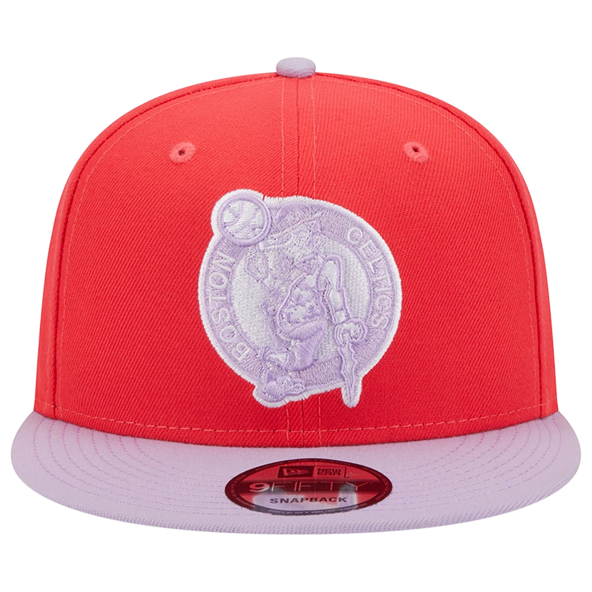 Men's New Era Red/Lavender Boston Celtics 2-Tone Color Pack 9FIFTY Snapback Hat - OSFA