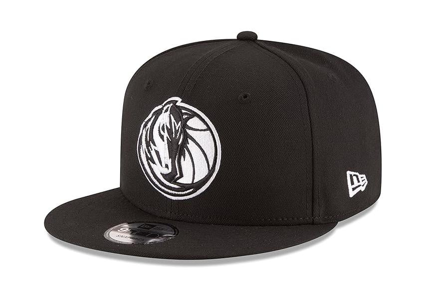 Men's New Era Black Dallas Mavericks Black & White Logo 9FIFTY Adjustable Snapback Hat - OSFA