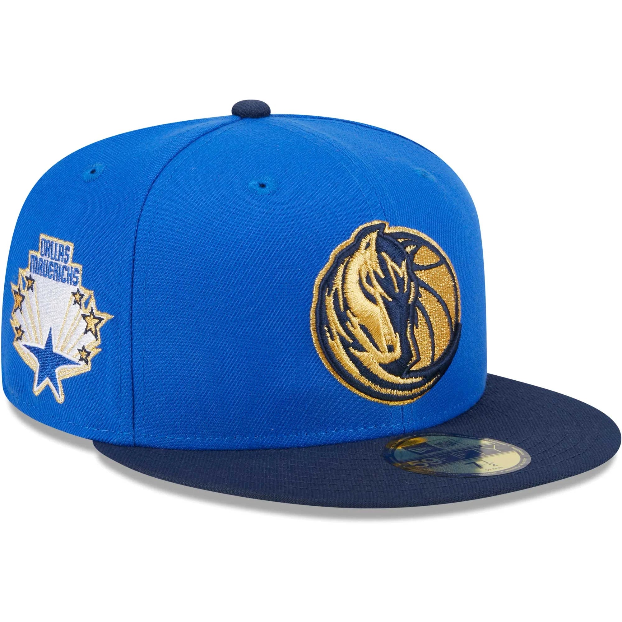 Men's New Era Blue/Navy Dallas Mavericks Gameday Gold Pop Stars 59FIFTY Fitted Hat
