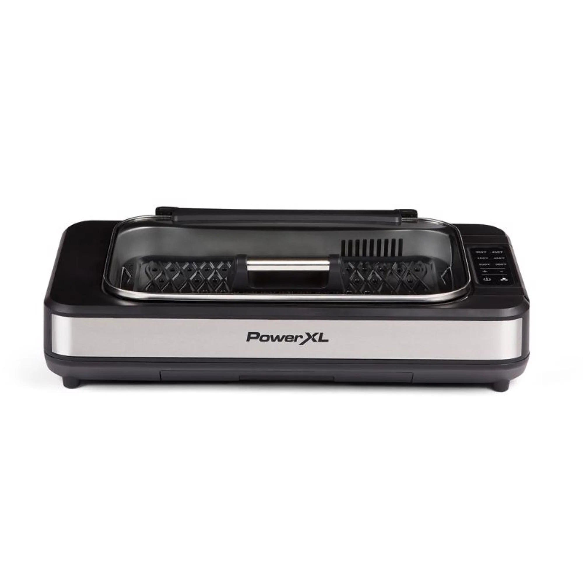 Powerxl  13.75 in. Metal Nonstick Surface Indoor Grill, Black & Silver