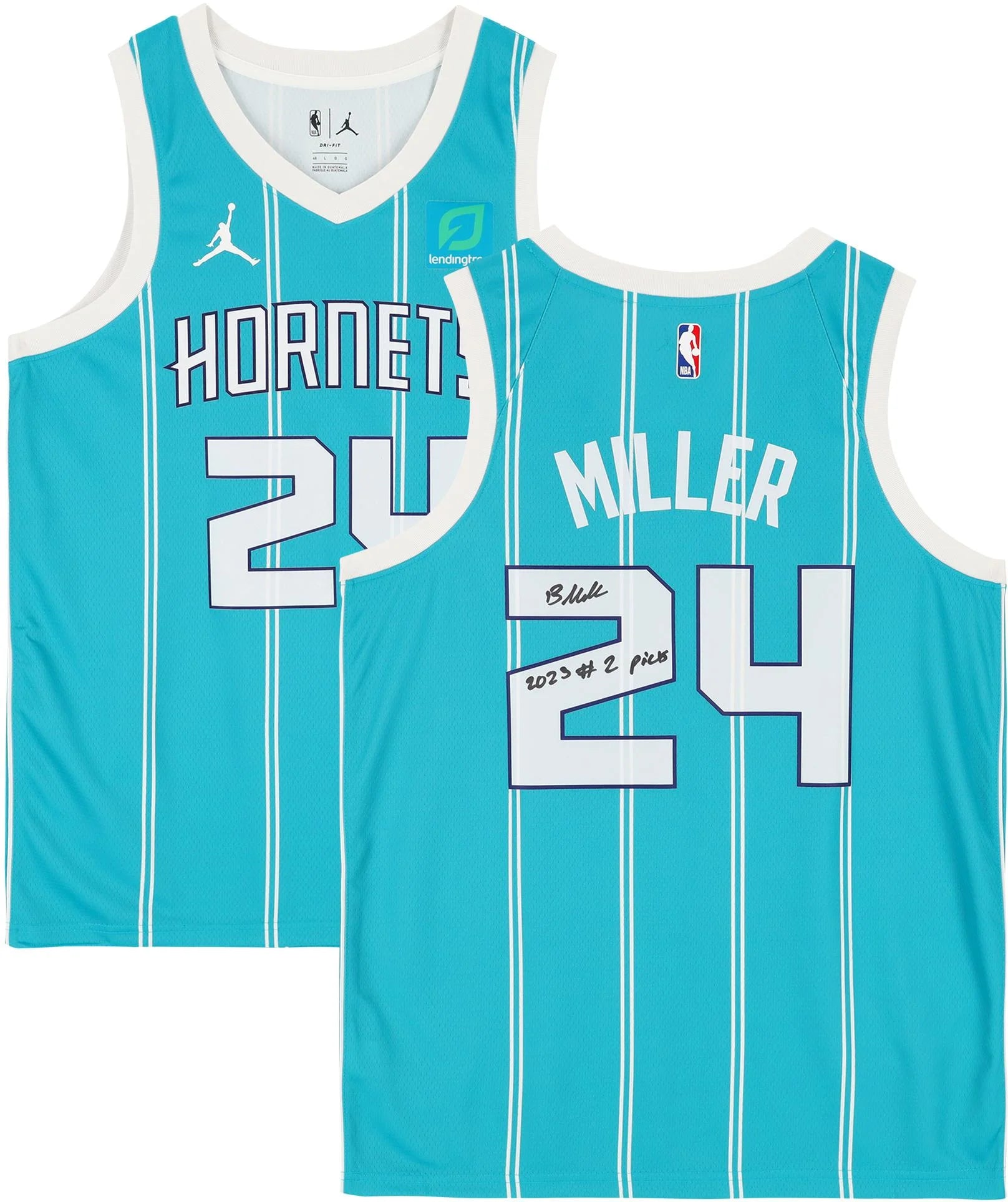 Brandon Miller Charlotte Hornets Autographed Teal Icon Edition Swingman Jersey with 2023 #2 Pick Inscription - Fanatics Authentic Certified