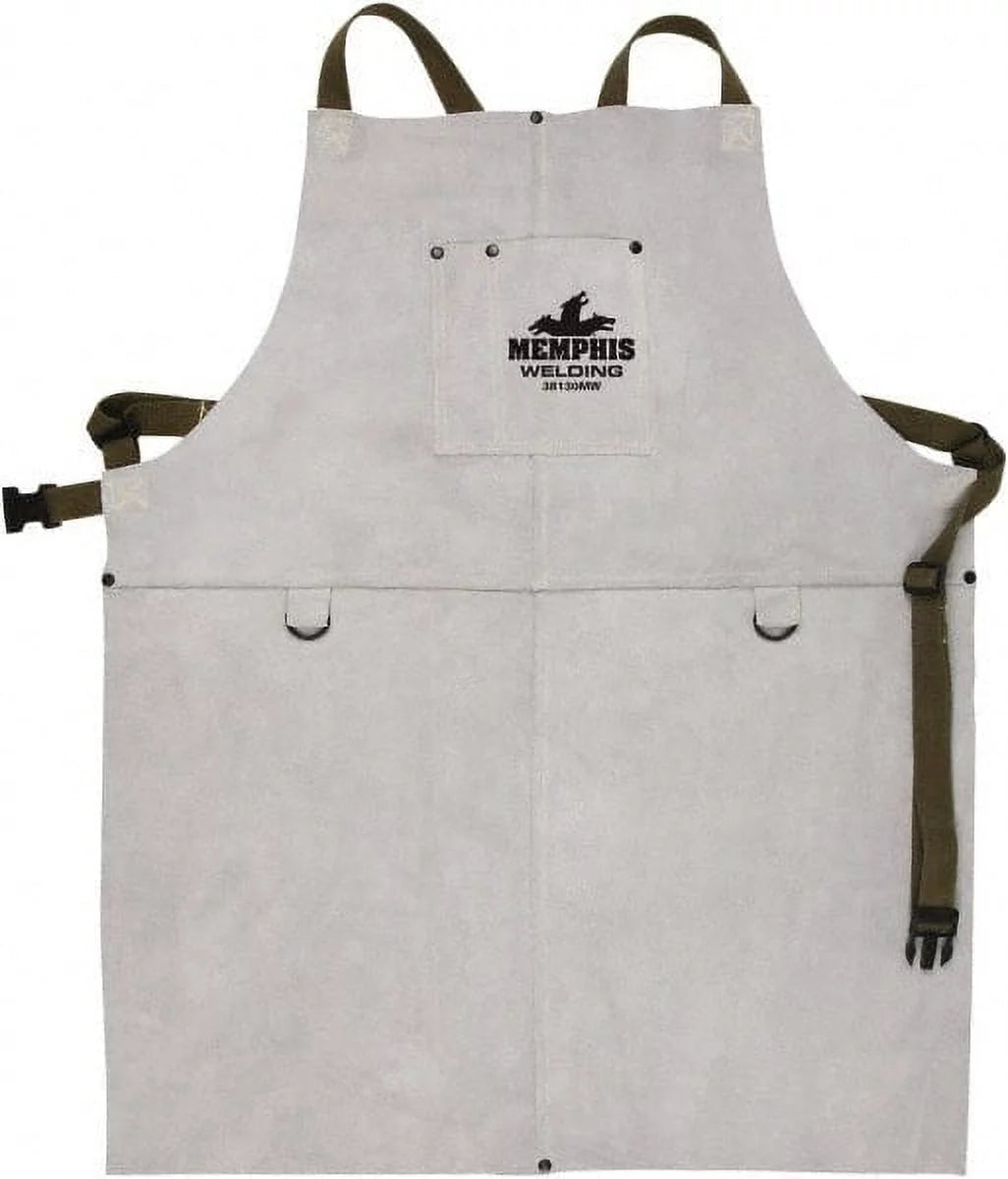 MCR Safety 38130MW Bib Apron: 23 oz, Leather One Size, Brown, 1 Pocket