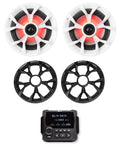 MB Quart GMR-LCD Marine/Boat Receiver w/AM/FM/Bluetooth+(2) 6.5 LED Speakers