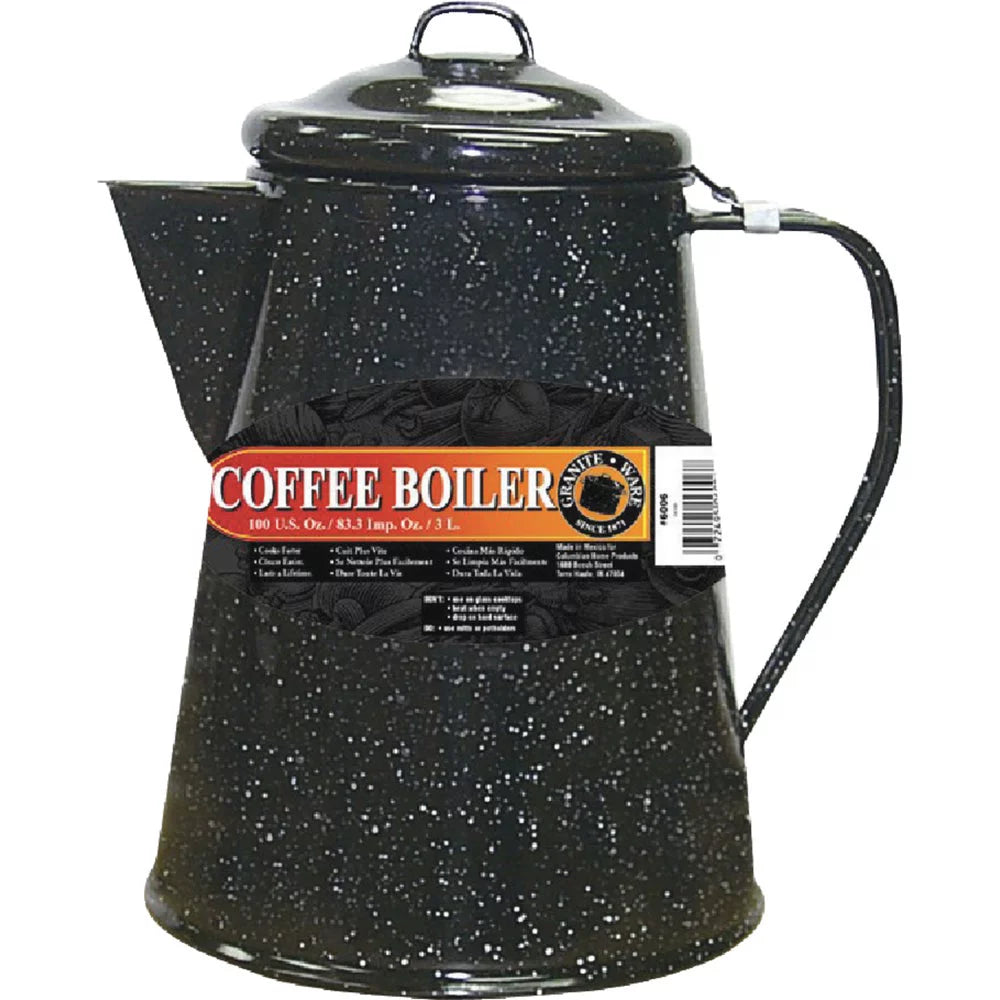 1 PK, Cinsa 34700-GraniteWare 12 Cup Black Coffee Boiler