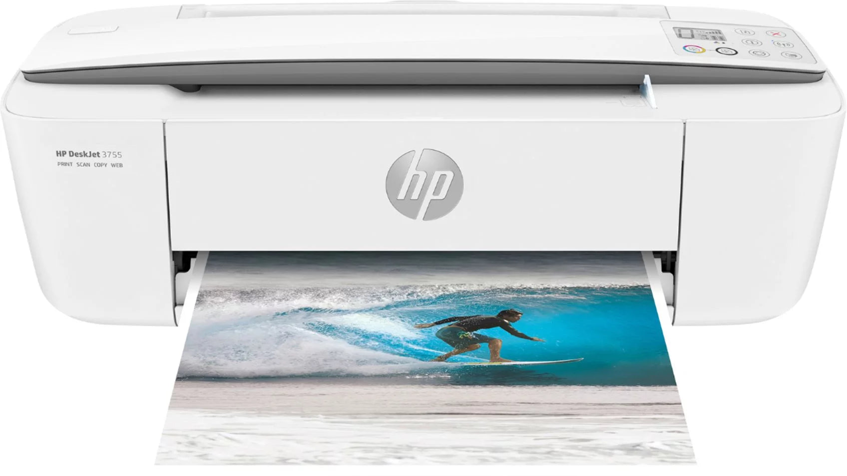 Restored HP DeskJet 3755 NO INK Compact AllinOne Wireless Printer with Mobile Printing, Instant Ink ready NO INK (Gray) (Refurbished)