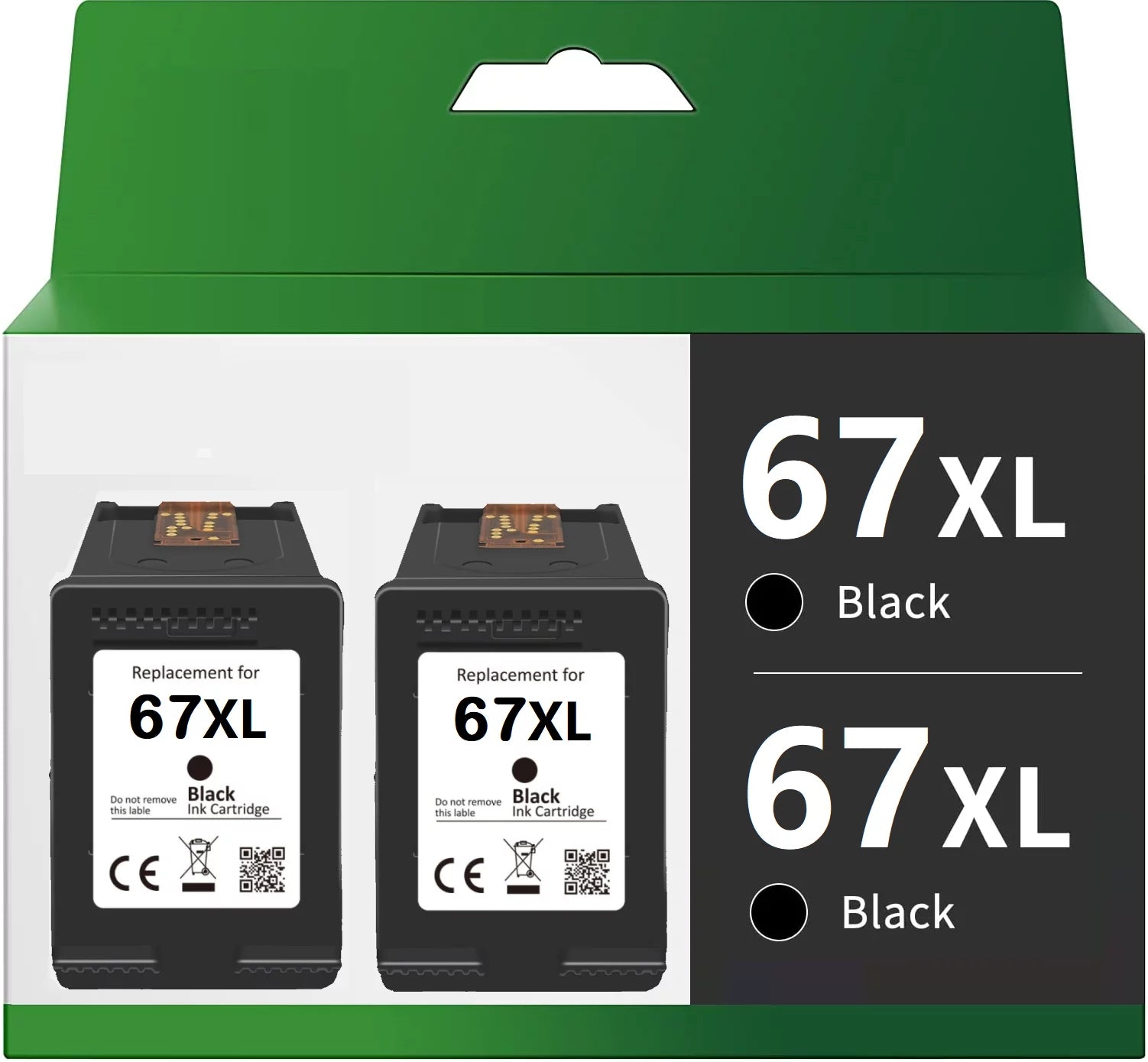 Compatible Black 67XL 67 XL High Yield Ink Cartridge Replacement for HP Deskjet 2755 2752 2755e Envy 6075 6055 6000 Envy Pro 6455 6452 6400 Deskjet Plus 4155 4152 Printer (2 Pack)