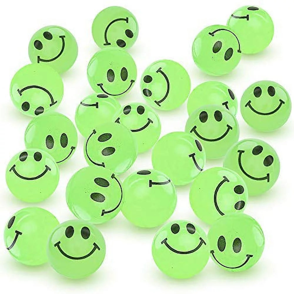 ArtCreativity Glow in The Dark Smile Face Bouncing Balls - Bulk Pack of 36, 1 Inch High Bounce Bouncy Balls for Kids, Glowing Party Favors and Goodie Bag Fillers for Boys and Girls