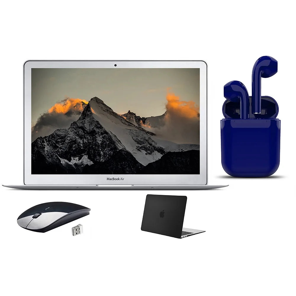Restored Apple MacBook Air 13.3-inch Intel Core i5 8GB RAM Mac OS 256GB SSD Bundle: Black Case, Wireless Mouse, Bluetooth/Wireless Airbuds By Certified 2 Day Express (Refurbished)