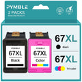 67xl Ink Cartridges Fit for HP 67 Ink Cartridges Printer Ink HP 67 for HP Deskjet 2700 2700e 2755 2755e 4100 4100e 4155 4155e Envy 6055 6055e 6455 6400 6000 6458(2-Pack, Black, Tri-Color)