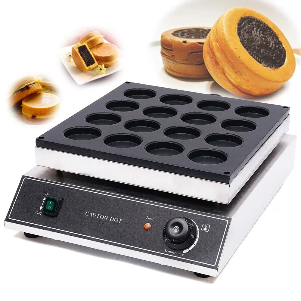 Anqidi 16 Holes Electric Nonstick Red Bean Cake Baker 1700W Commercial Stainless Steel Waffle Pancake Maker 50~300¡æ