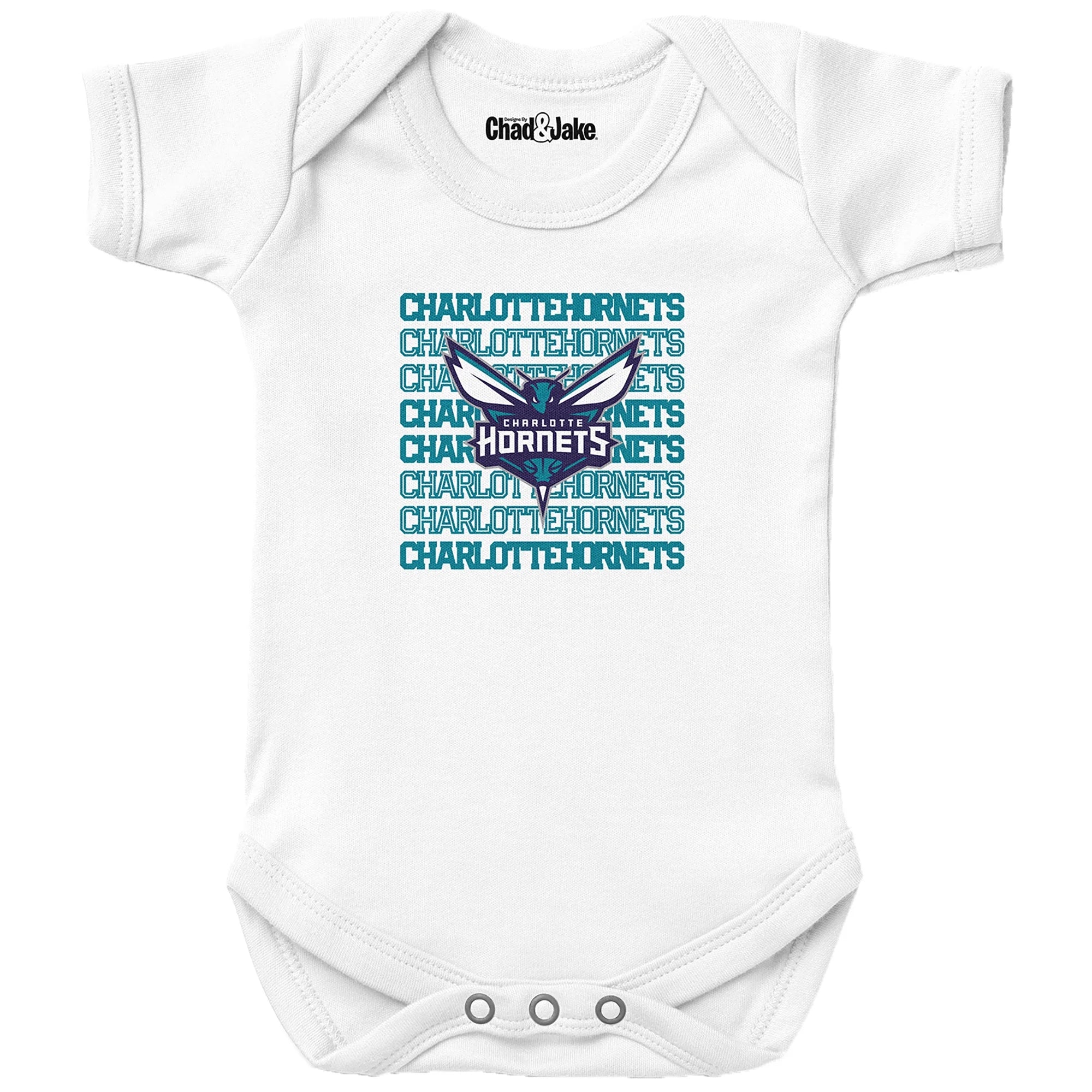 Newborn & Infant Chad & Jake  White Charlotte Hornets Retro Bodysuit