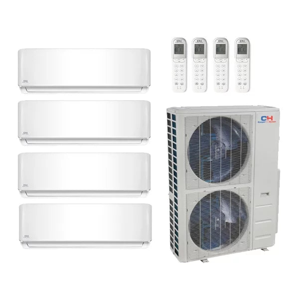 Cooper & Hunter 60,000 Btu 21.5 Seer 4-Zone Ductless Mini Split Heat Pump System - CH48MSPH230VO-(3) CH-12MSPHWM-CH-24MSPHWM